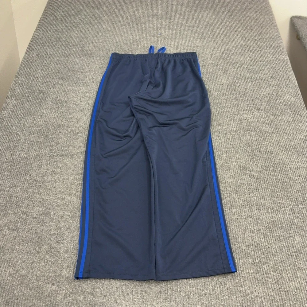 Adidas Track Pants Mens L Navy Blue Polyester Three Stripe Athletic Sportswear